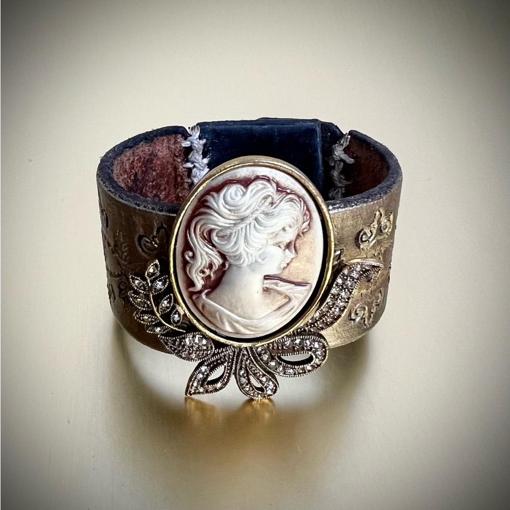 ROZY ALIZE COUTURE 🌹| Up-Cycled Painted Leather Hemp Hybridized Cuff Bracelet